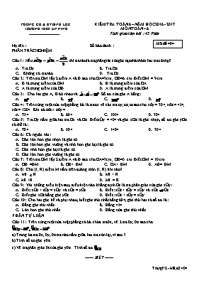 Đề kiểm tra 45 phút môn Toán Lớp 6 - Mã đề 404 - Năm học 2016-2017 - Trường THCS An Ninh